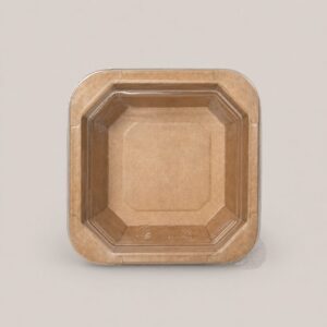 Kraft Square Container With PET Lid (150×150×45 mm)